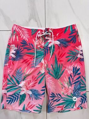 Hollister California Pink Floral Epic Flex Stretch Swim Shorts sz 30 never worn!